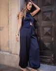 Pantalone satinato Navy