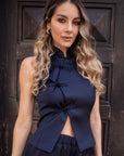 Top satinato Navy