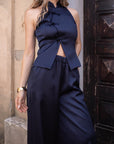Pantalone satinato Navy