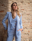 Tailleur sartoriale tre pezzi celeste