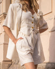 Blazer gessato a righe sottili