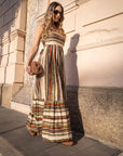 Maxi abito a righe in 100% cotone