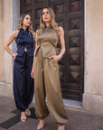 Top satinato Vert