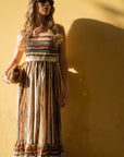 Maxi abito a righe in 100% cotone
