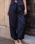 Pantalone satinato Navy