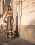 Maxi abito a righe in 100% cotone