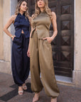 Top satinato Navy