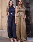 Pantalone satinato Navy