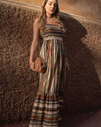 Maxi abito a righe in 100% cotone