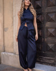 Pantalone satinato Navy