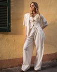 Pantalone donna gessato a righe sottili